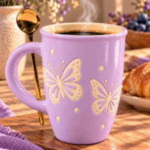 Taza cucharita Mariposas